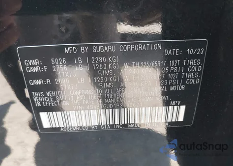 2024 Subaru Outback Wilderness из США, поврежденный, VIN 4S4BTGUD1R3180621